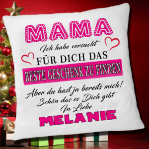 Personalisiertes Mama-Kissen mit liebevollem Spruch und Wunschname