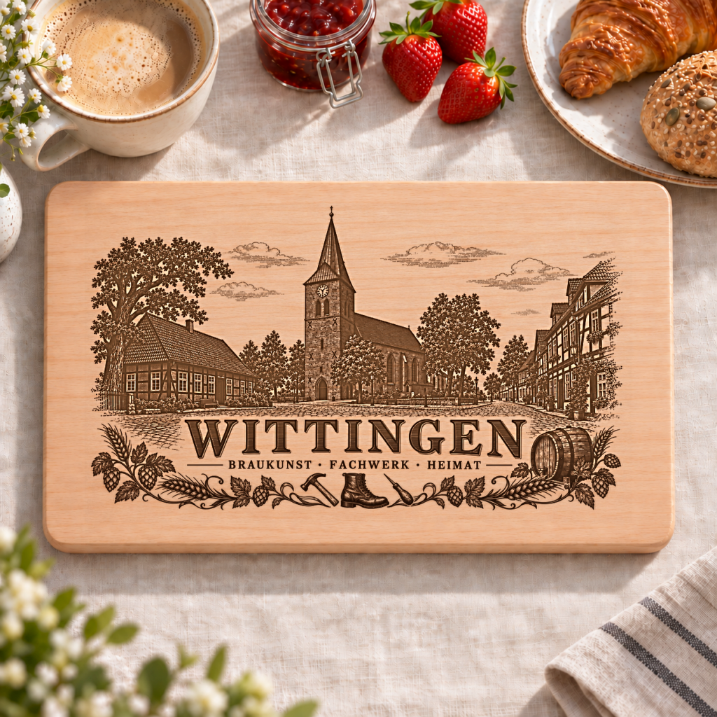 Hochwertiges Frühstücksbrettchen mit regionalem Motiv