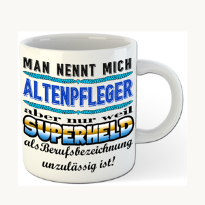 Altenpfleger-Tasse – Superheld im Berufsalltag – einheitliches Produktfoto