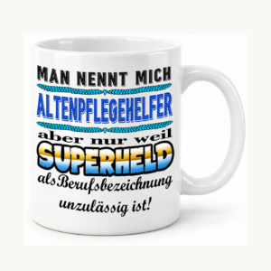Altenpflegehelfer-Tasse – Superheld im Berufsalltag – einheitliches Produktfoto