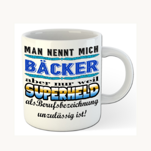 Bäcker-Tasse – Superheld im Berufsalltag – einheitliches Produktfoto