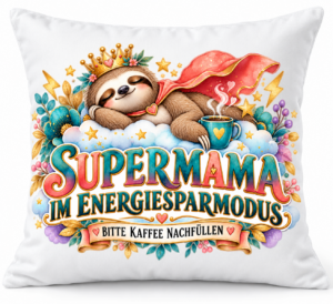 Supermama im Energiesparmodus – Kissen