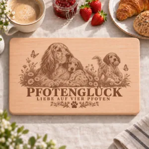 Frühstücksbrettchen – Englischer Setter | Pfotenglück – Frühstücksbrettchen mit eingebrannter Lasergravur
