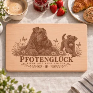 Frühstücksbrettchen – Kerry Blue Terrier | Pfotenglück – Frühstücksbrettchen mit eingebrannter Lasergravur