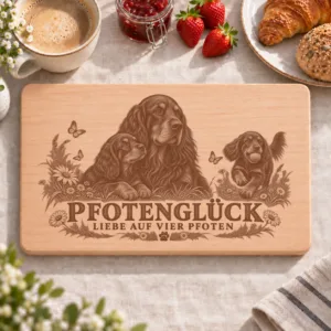 Frühstücksbrettchen – Gordon Setter | Pfotenglück – Frühstücksbrettchen mit eingebrannter Lasergravur