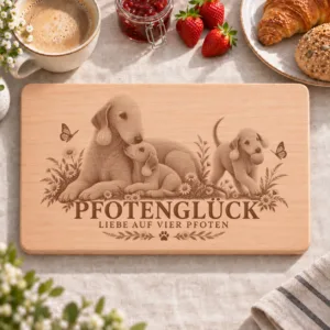 Frühstücksbrettchen – Bedlington Terrier | Pfotenglück – Frühstücksbrettchen mit eingebrannter Lasergravur