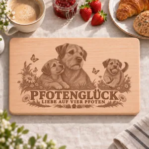 Frühstücksbrettchen – Border Terrier | Pfotenglück – Frühstücksbrettchen mit eingebrannter Lasergravur