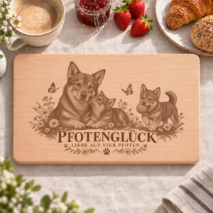 Frühstücksbrettchen – Schwedischer Wallhund | Pfotenglück – Frühstücksbrettchen mit eingebrannter Lasergravur