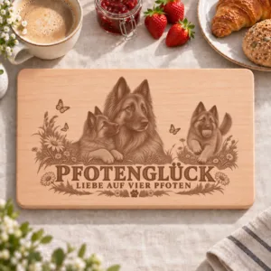 Frühstücksbrettchen – Belgischer Schäferhund | Pfotenglück – Frühstücksbrettchen mit eingebrannter Lasergravur