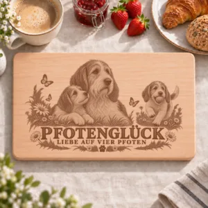 Frühstücksbrettchen – Briquet Griffon Vendeen | Pfotenglück – Frühstücksbrettchen mit eingebrannter Lasergravur