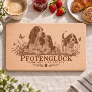 Frühstücksbrettchen – Ariegeois | Pfotenglück – Frühstücksbrettchen mit eingebrannter Lasergravur