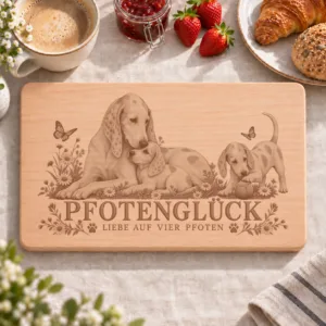 Frühstücksbrettchen – Porcelaine | Pfotenglück – Frühstücksbrettchen mit eingebrannter Lasergravur