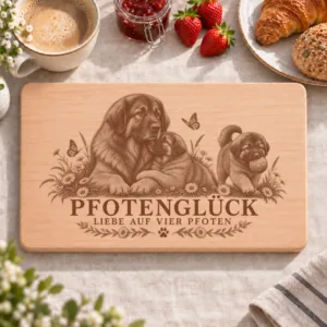 Frühstücksbrettchen – Jugoslawischer Hirtenhund Sarplaninac | Pfotenglück – Frühstücksbrettchen mit eingebrannter Lasergravur