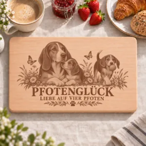 Frühstücksbrettchen – Finnischer Laufhund | Pfotenglück – Frühstücksbrettchen mit eingebrannter Lasergravur