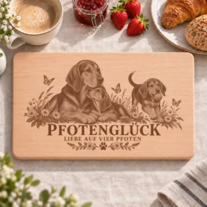 Frühstücksbrettchen – Polnische Bracke | Pfotenglück – Frühstücksbrettchen mit eingebrannter Lasergravur