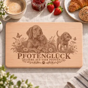 Frühstücksbrettchen – Kurzhaariger Ungarischer Vorstehhund Vizsla | Pfotenglück – Frühstücksbrettchen mit eingebrannter Lasergravur
