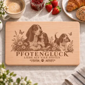 Frühstücksbrettchen – Schweizer Laufhund | Pfotenglück – Frühstücksbrettchen mit eingebrannter Lasergravur