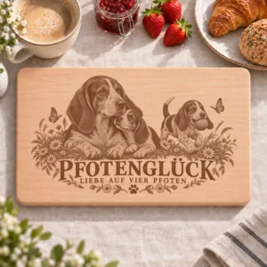 Frühstücksbrettchen – Schweizer Niederlaufhund | Pfotenglück – Frühstücksbrettchen mit eingebrannter Lasergravur
