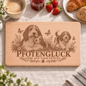 Frühstücksbrettchen – Kleiner Basset Griffon Vendeen | Pfotenglück – Frühstücksbrettchen mit eingebrannter Lasergravur
