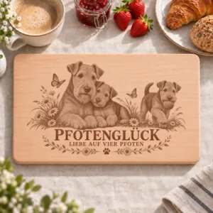 Frühstücksbrettchen – Lakeland Terrier | Pfotenglück – Frühstücksbrettchen mit eingebrannter Lasergravur