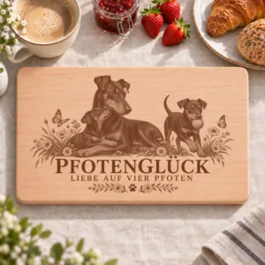 Frühstücksbrettchen – Manchester Terrier | Pfotenglück – Frühstücksbrettchen mit eingebrannter Lasergravur