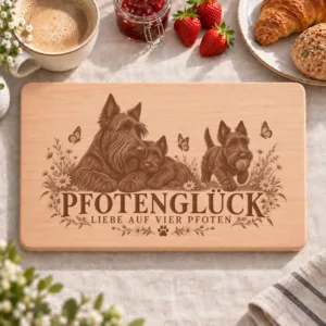 Frühstücksbrettchen – Schottischer Terrier | Pfotenglück – Frühstücksbrettchen mit eingebrannter Lasergravur