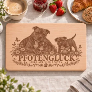 Frühstücksbrettchen – Staffordshire Bull Terrier | Pfotenglück – Frühstücksbrettchen mit eingebrannter Lasergravur