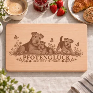 Frühstücksbrettchen – Welsh Terrier | Pfotenglück – Frühstücksbrettchen mit eingebrannter Lasergravur