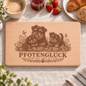 Frühstücksbrettchen – Belgischer Griffon | Pfotenglück – Frühstücksbrettchen mit eingebrannter Lasergravur