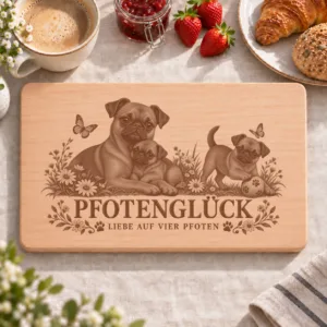 Frühstücksbrettchen – Brabanter Griffon | Pfotenglück – Frühstücksbrettchen mit eingebrannter Lasergravur