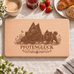 Frühstücksbrettchen – Schipperke | Pfotenglück – Frühstücksbrettchen mit eingebrannter Lasergravur