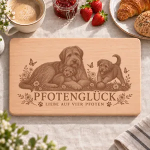 Frühstücksbrettchen – Katalanischer Schäferhund | Pfotenglück – Frühstücksbrettchen mit eingebrannter Lasergravur