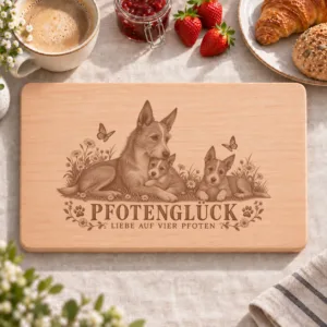 Frühstücksbrettchen – Portugiesischer Podengo | Pfotenglück – Frühstücksbrettchen mit eingebrannter Lasergravur