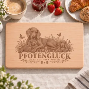 Frühstücksbrettchen – Weimaraner | Pfotenglück – Frühstücksbrettchen mit eingebrannter Lasergravur
