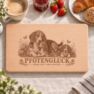 Frühstücksbrettchen – Westfalische Dachsbracke | Pfotenglück – Frühstücksbrettchen mit eingebrannter Lasergravur