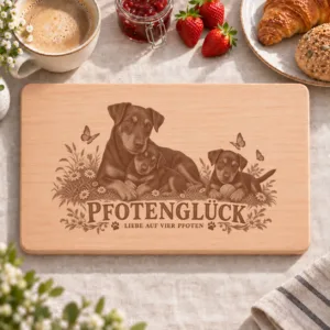 Frühstücksbrettchen – Deutscher Jagdterrier | Pfotenglück – Frühstücksbrettchen mit eingebrannter Lasergravur