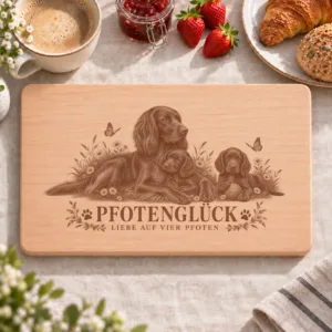 Frühstücksbrettchen – Deutsch Langhaar | Pfotenglück – Frühstücksbrettchen mit eingebrannter Lasergravur