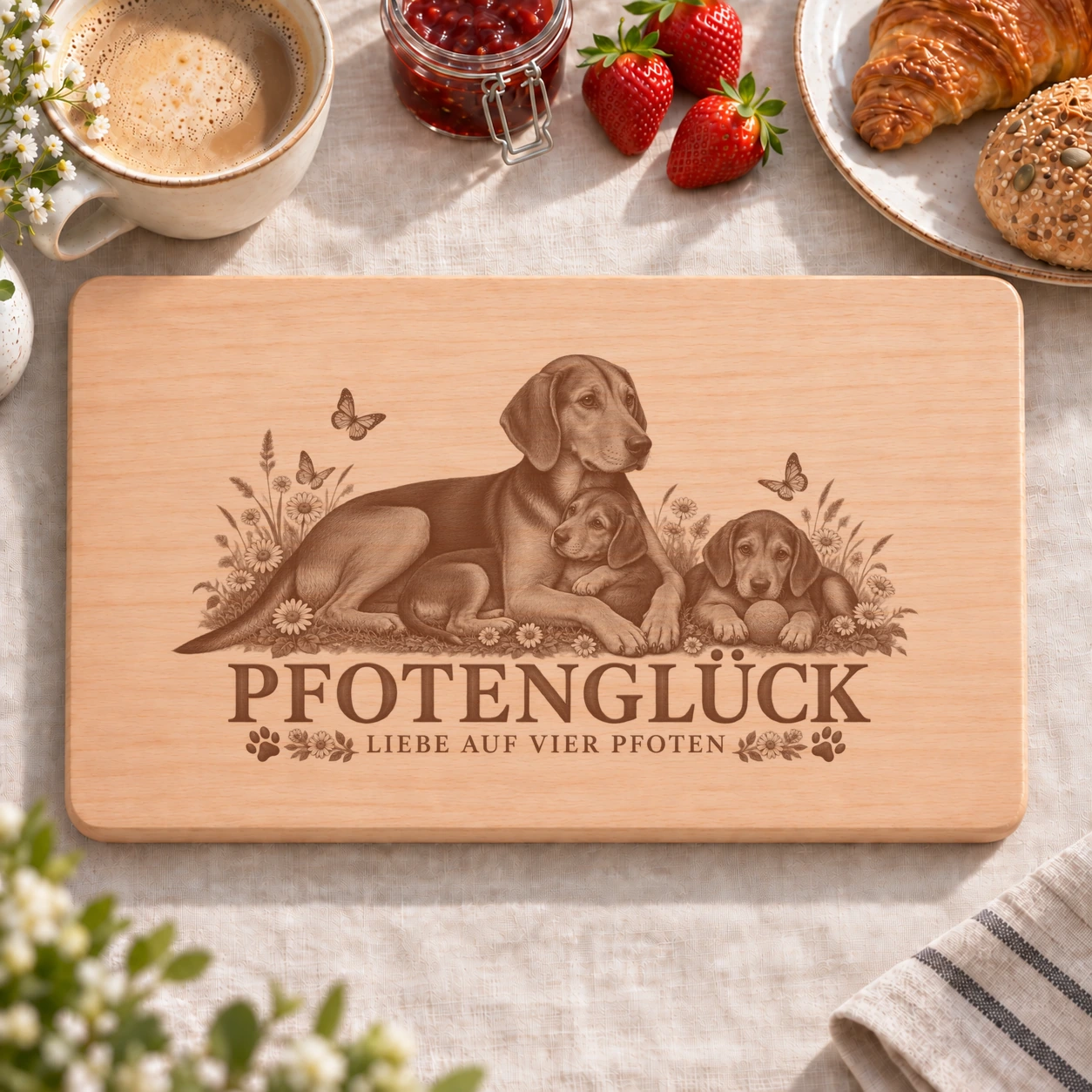 Frühstücksbrettchen – Schillerstovare | Pfotenglück – realistische Lasergravur Frühstücksbrettchen – Schillerstovare | Pfotenglück – Frühstücksbrettchen mit eingebrannter Lasergravur