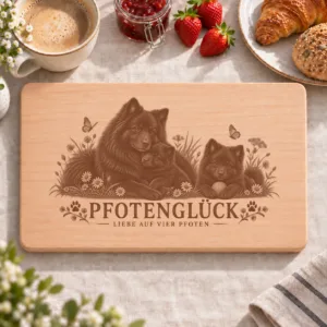 Frühstücksbrettchen – Schwedischer Lapphund | Pfotenglück – Frühstücksbrettchen mit eingebrannter Lasergravur
