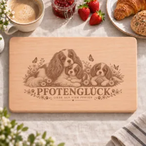 Frühstücksbrettchen – Cavalier King Charles Spaniel | Pfotenglück – Frühstücksbrettchen mit eingebrannter Lasergravur