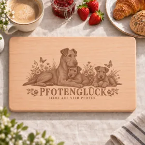 Frühstücksbrettchen – Irischer Terrier | Pfotenglück – Frühstücksbrettchen mit eingebrannter Lasergravur