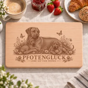 Frühstücksbrettchen – Rhodesian Ridgeback | Pfotenglück – Frühstücksbrettchen mit eingebrannter Lasergravur