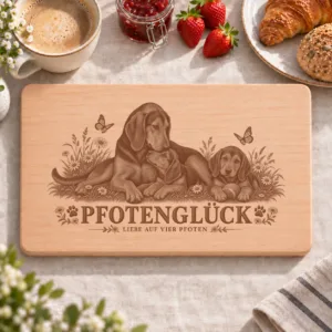 Frühstücksbrettchen – Serbischer Laufhund | Pfotenglück – Frühstücksbrettchen mit eingebrannter Lasergravur