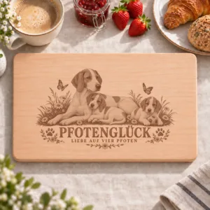 Frühstücksbrettchen – Kurzhaarige Istrianer Bracke | Pfotenglück – Frühstücksbrettchen mit eingebrannter Lasergravur