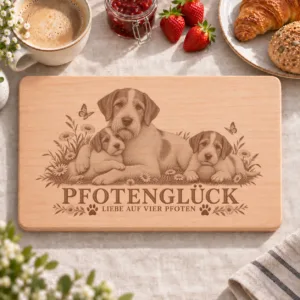Frühstücksbrettchen – Rauhhaarige Istrianer Bracke | Pfotenglück – Frühstücksbrettchen mit eingebrannter Lasergravur
