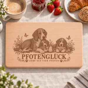 Frühstücksbrettchen – Savetalbracke Posavatz Bracke | Pfotenglück – Frühstücksbrettchen mit eingebrannter Lasergravur