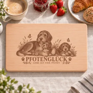 Frühstücksbrettchen – Stichelhaariger Bosnischer Laufhund Genannt Barak | Pfotenglück – Frühstücksbrettchen mit eingebrannter Lasergravur