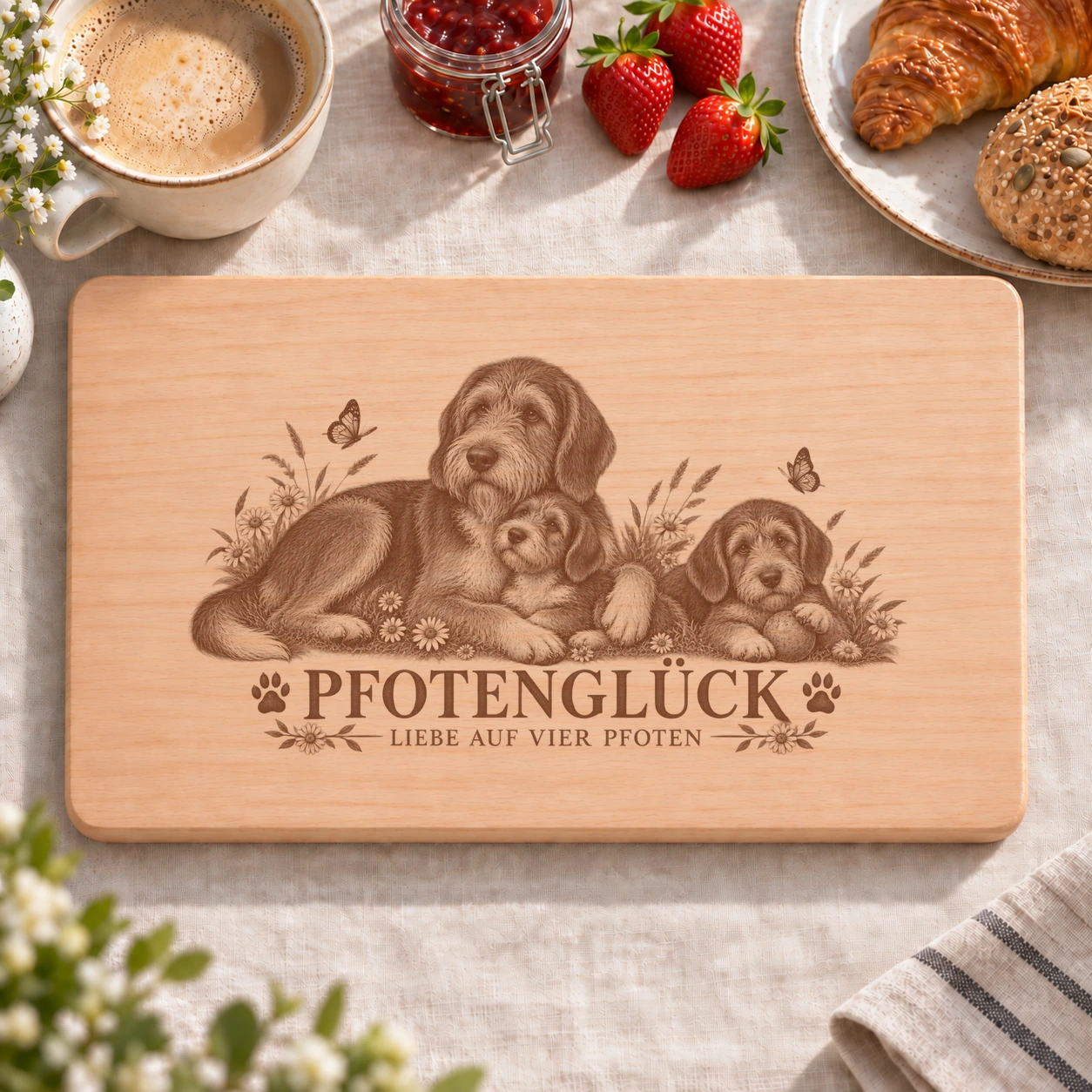Frühstücksbrettchen – Stichelhaariger Bosnischer Laufhund Genannt Barak | Pfotenglück – realistische Lasergravur Frühstücksbrettchen – Stichelhaariger Bosnischer Laufhund Genannt Barak | Pfotenglück – Frühstücksbrettchen mit eingebrannter Lasergravur