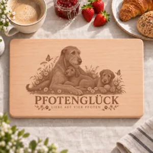 Frühstücksbrettchen – Irischer Wolfshund | Pfotenglück – Frühstücksbrettchen mit eingebrannter Lasergravur