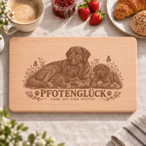 Frühstücksbrettchen – Castro Laboreiro Hund | Pfotenglück – Frühstücksbrettchen mit eingebrannter Lasergravur